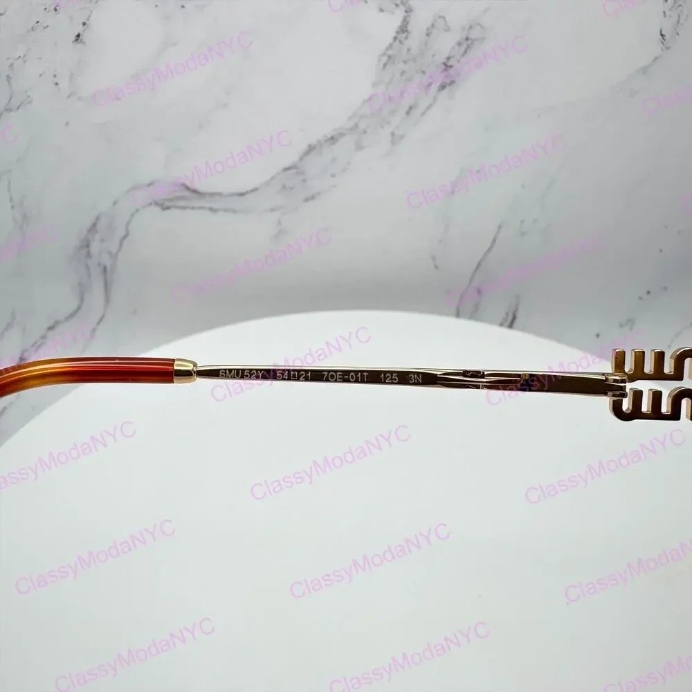 New MIU MIU Sunglasses Gold Oval Skinny Metal Frame Italy 100% Authentic